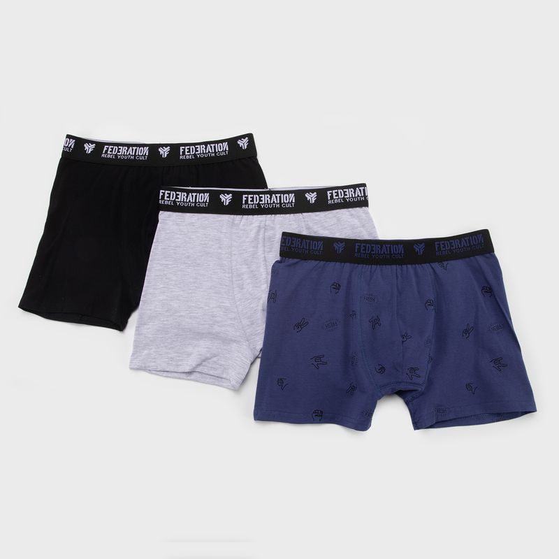 FEDERATION - Pack 3 Boxers Algodón Niño Federation