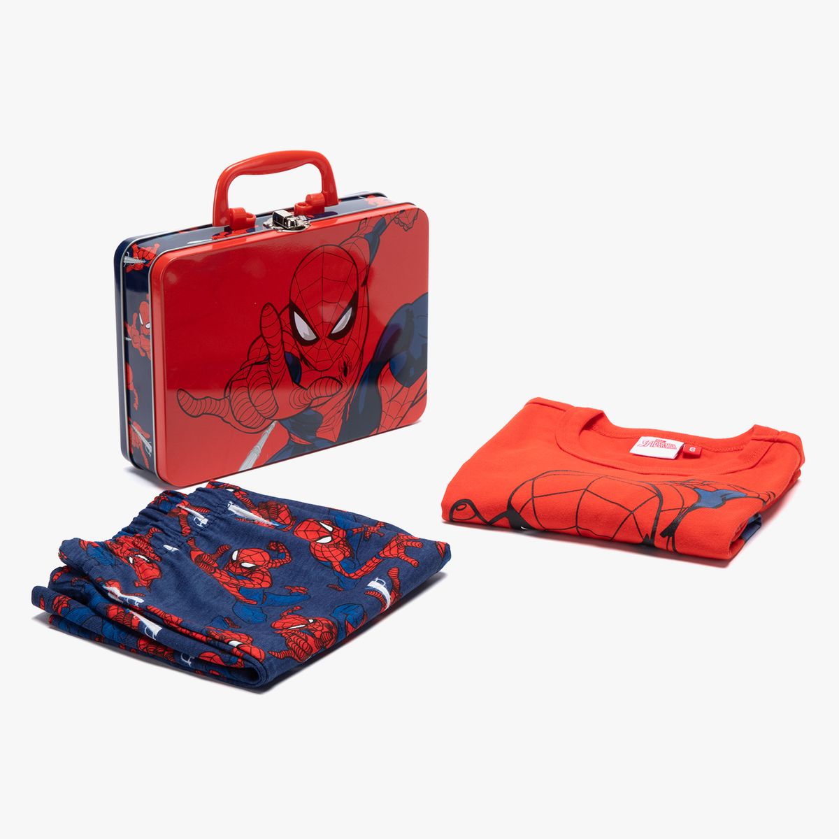 SPIDER MAN - Conjunto Pijama Niño Algodón Con Caja Metálica De Regalo spider-Man