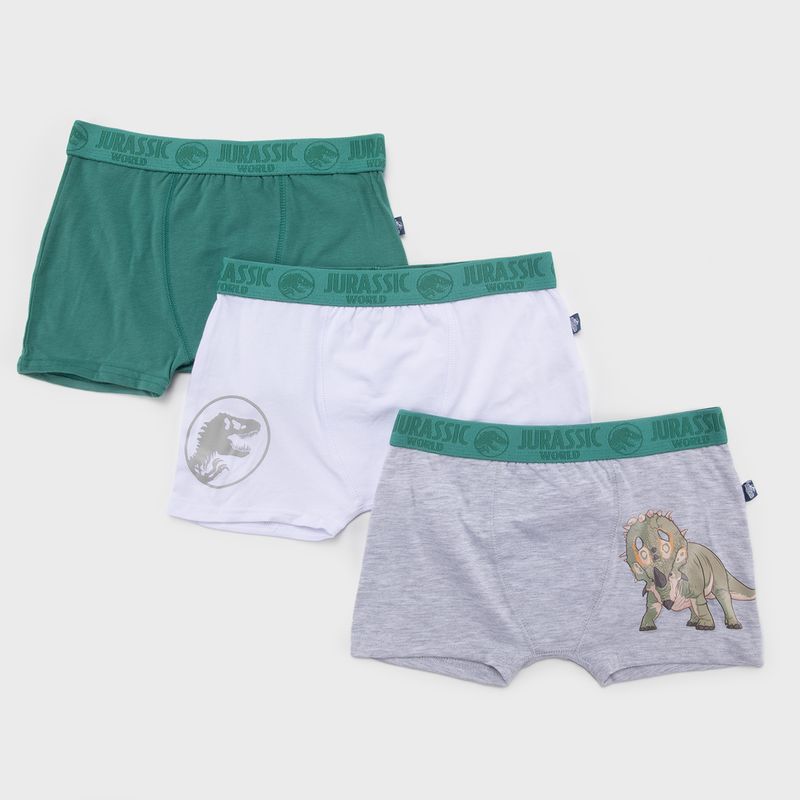 JURASSIC WORLD - Pack 3 Boxers Algodón Niño Jurassic W