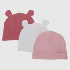 YAMP - Pack de 3 Gorros Bebé Niña Algodón