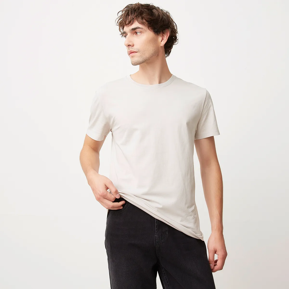 BASEMENT - Polera Manga Corta Cuello Redondo Basement Algodón Hombre