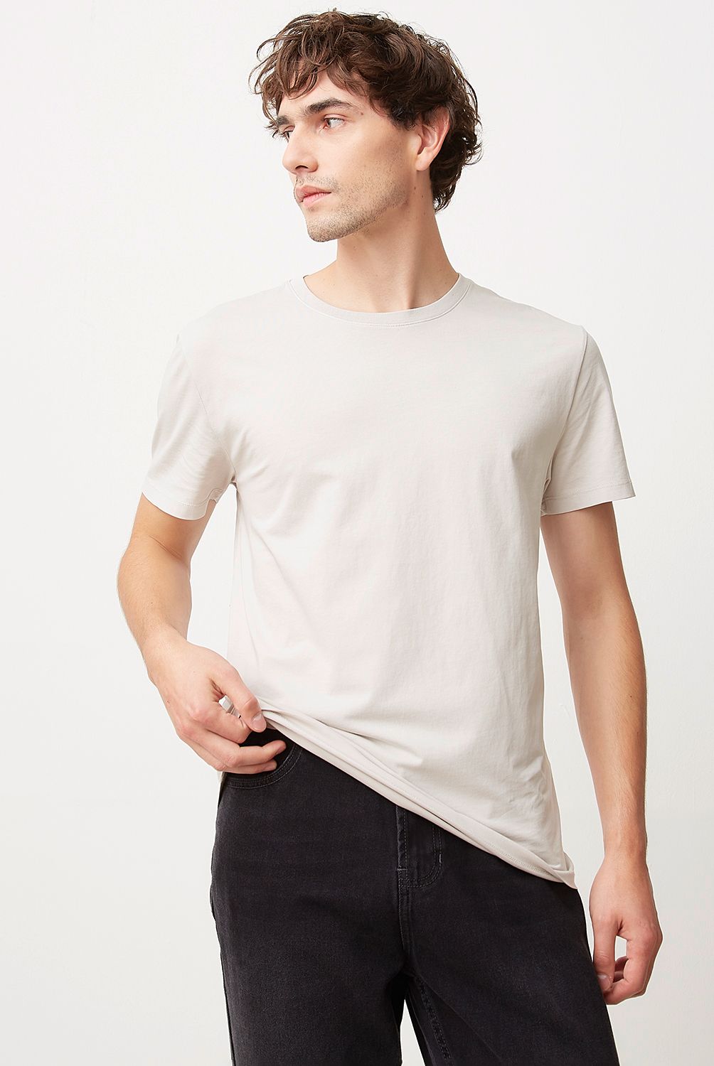 BASEMENT - Polera Manga Corta Cuello Redondo Basement Algodón Hombre