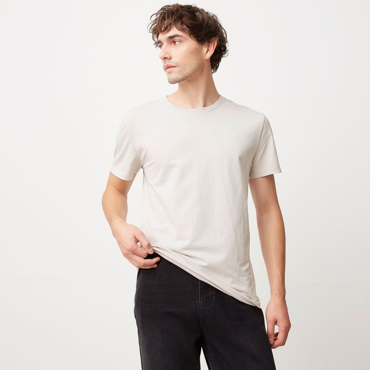 BASEMENT - Polera Manga Corta Cuello Redondo Basement Algodón Hombre