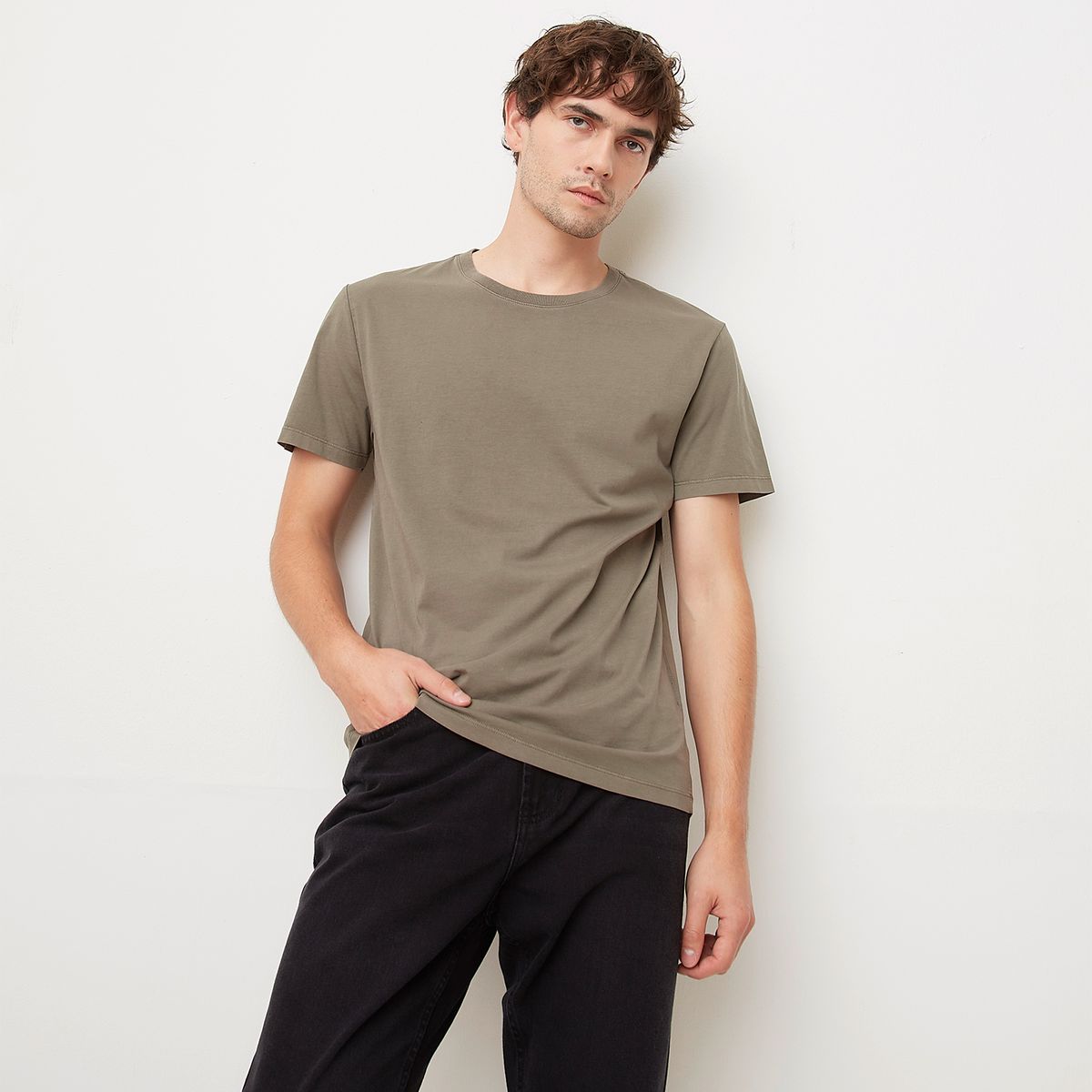 BASEMENT - Polera Manga Corta Cuello Redondo Basement Algodón Hombre