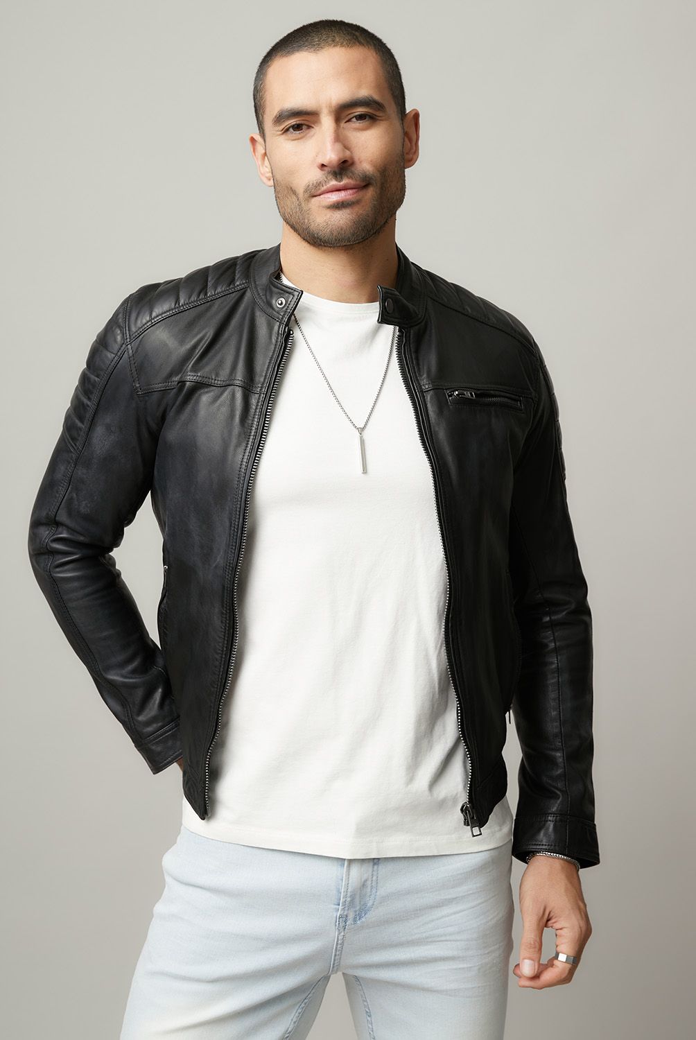 MOSSIMO - Chaqueta De Cuero Hombre Mossimo