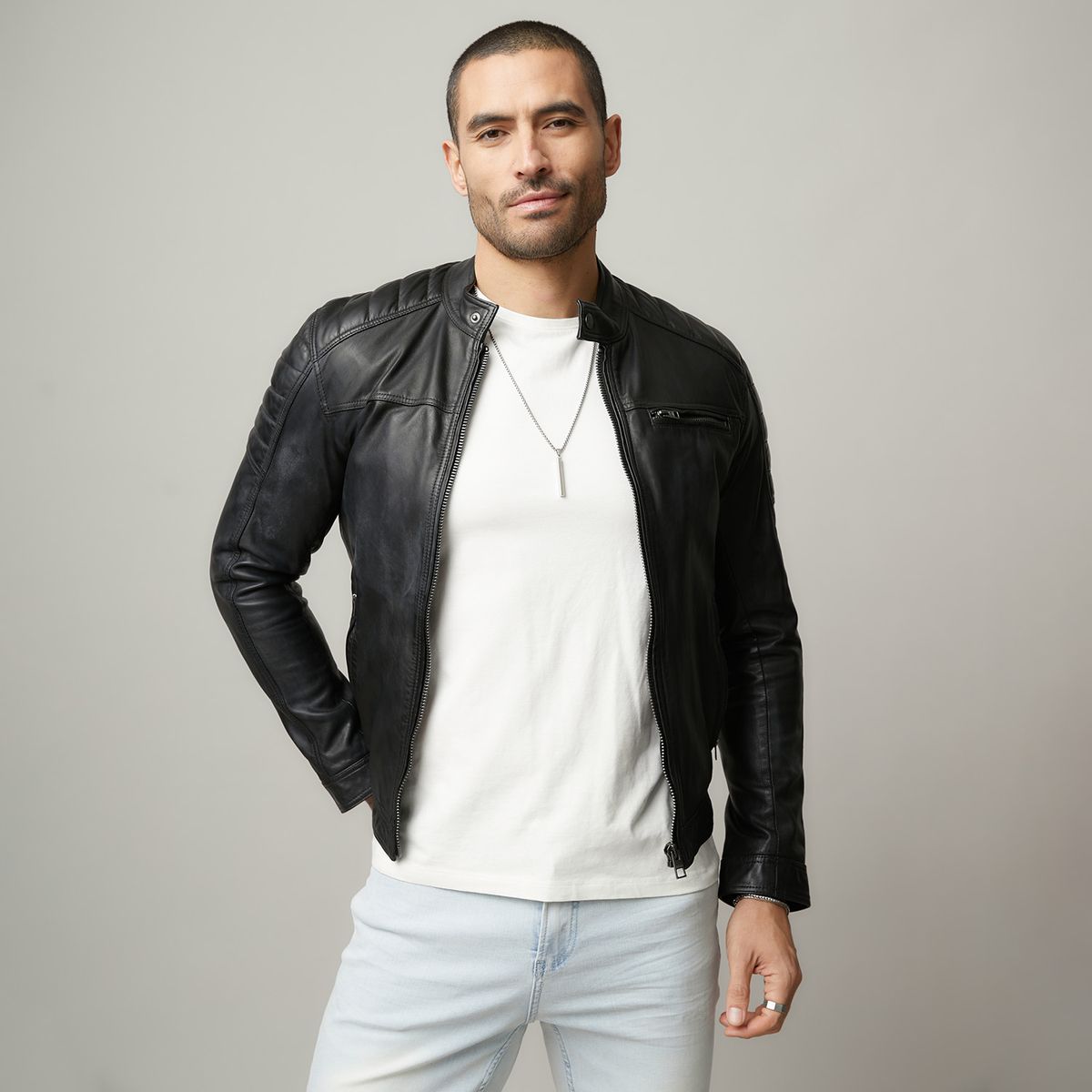 MOSSIMO - Chaqueta De Cuero Hombre Mossimo