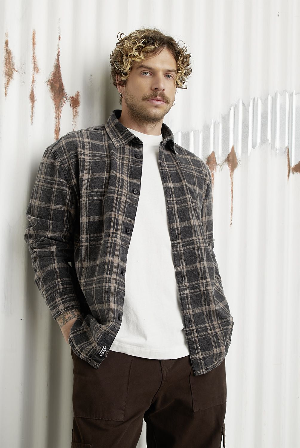 AMERICANINO - Camisa Casual Manga Larga Hombre Americanino