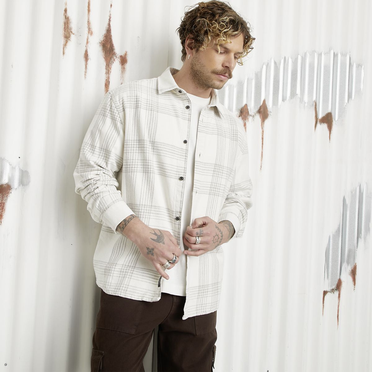 AMERICANINO - Camisa Casual Manga Larga Hombre Americanino