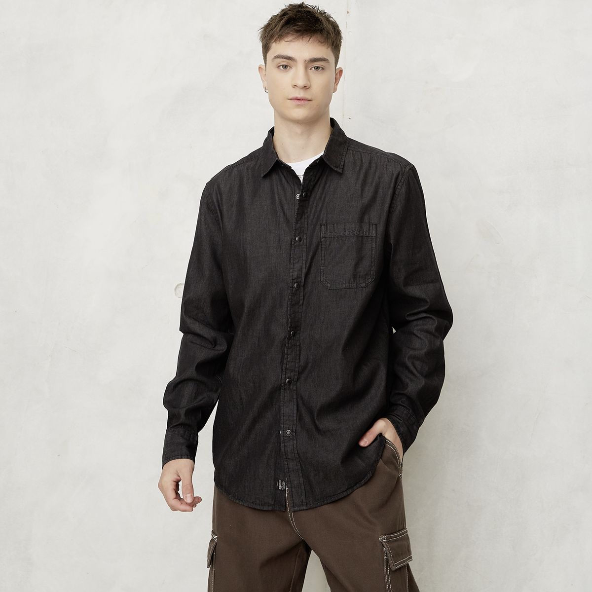 BEARCLIFF - Camisa Casual Manga Larga Hombre Bearcliff