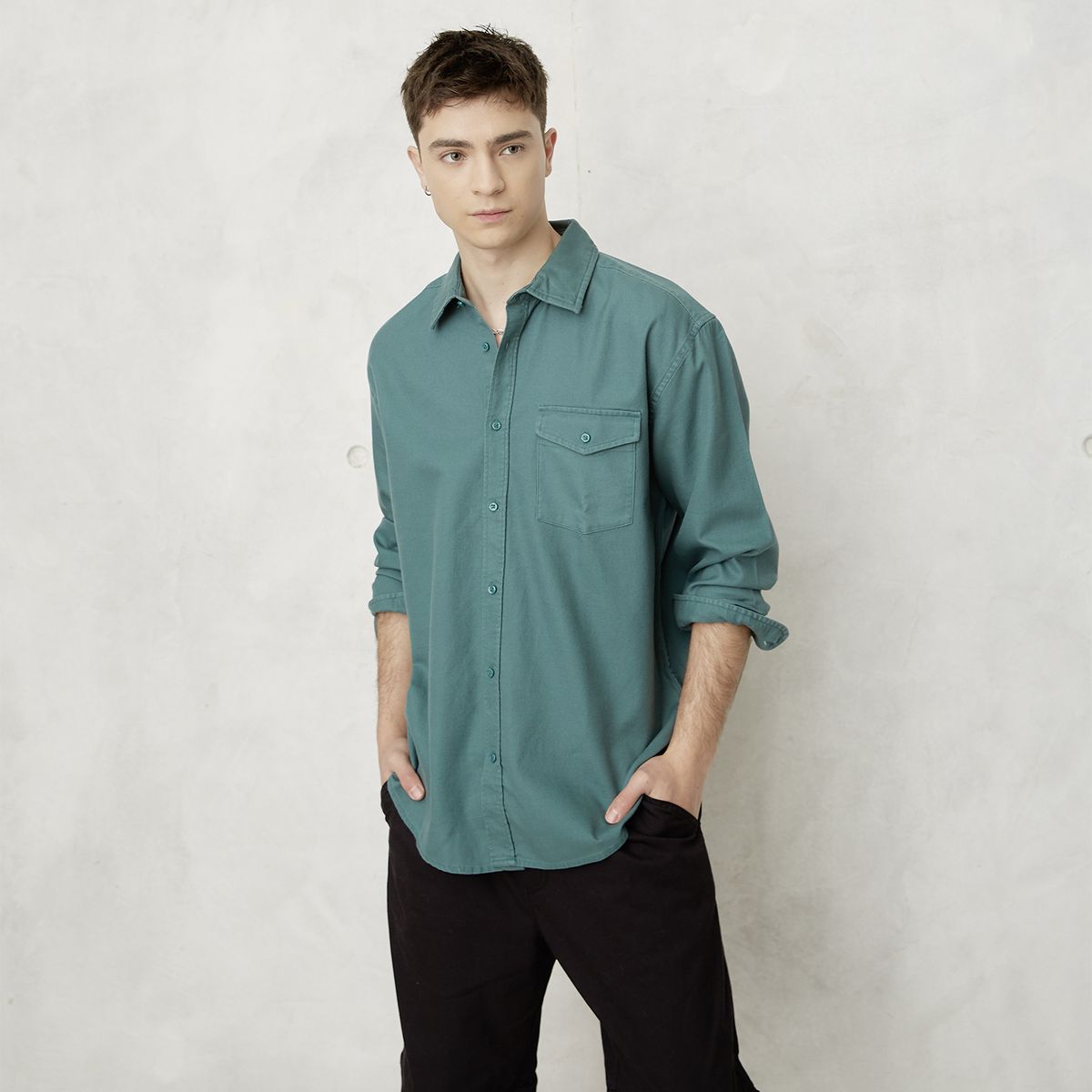 BEARCLIFF - Camisa Casual Manga Larga Hombre Bearcliff