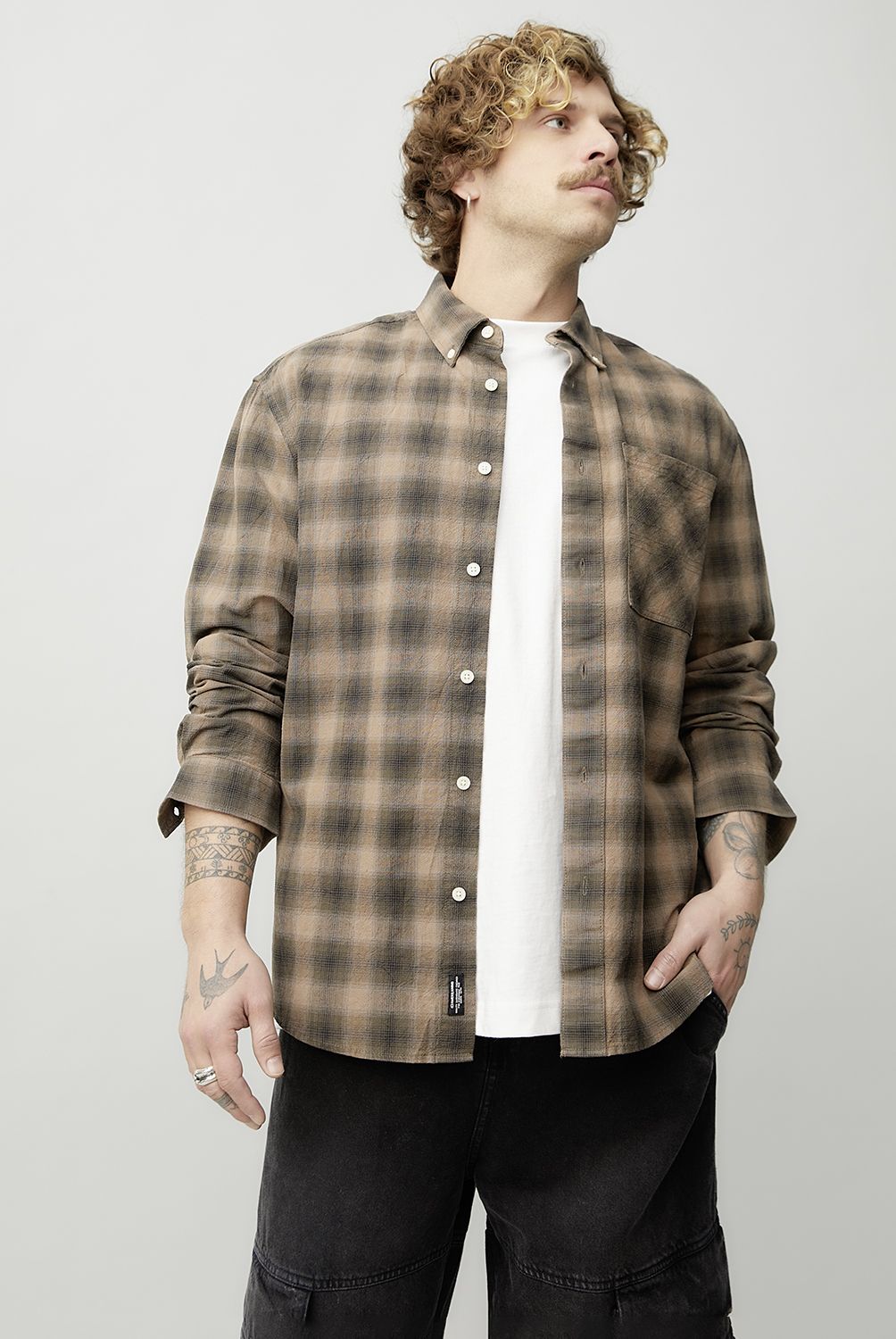 AMERICANINO - Camisa Casual Manga Larga Hombre Americanino