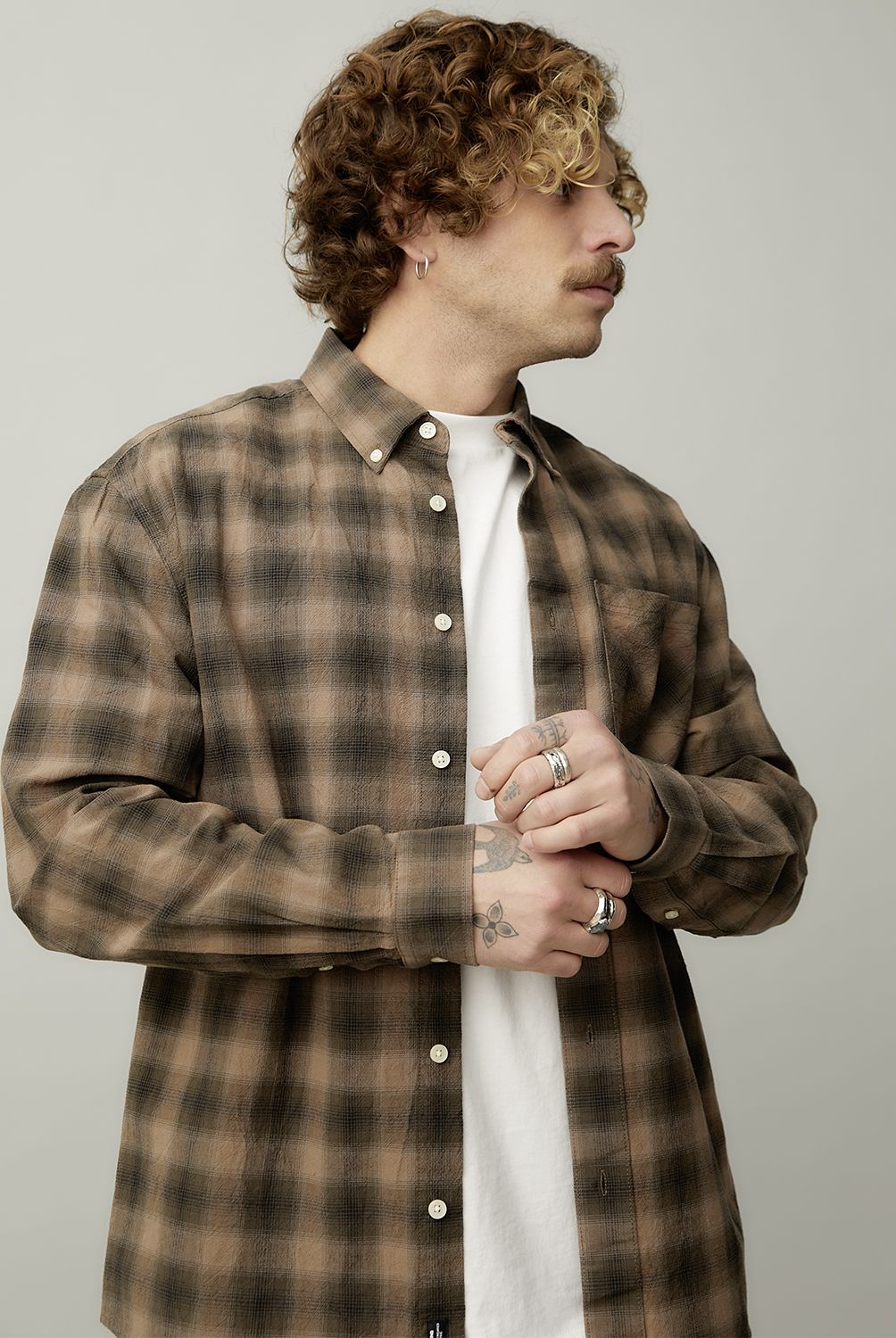AMERICANINO - Camisa Casual Manga Larga Hombre Americanino