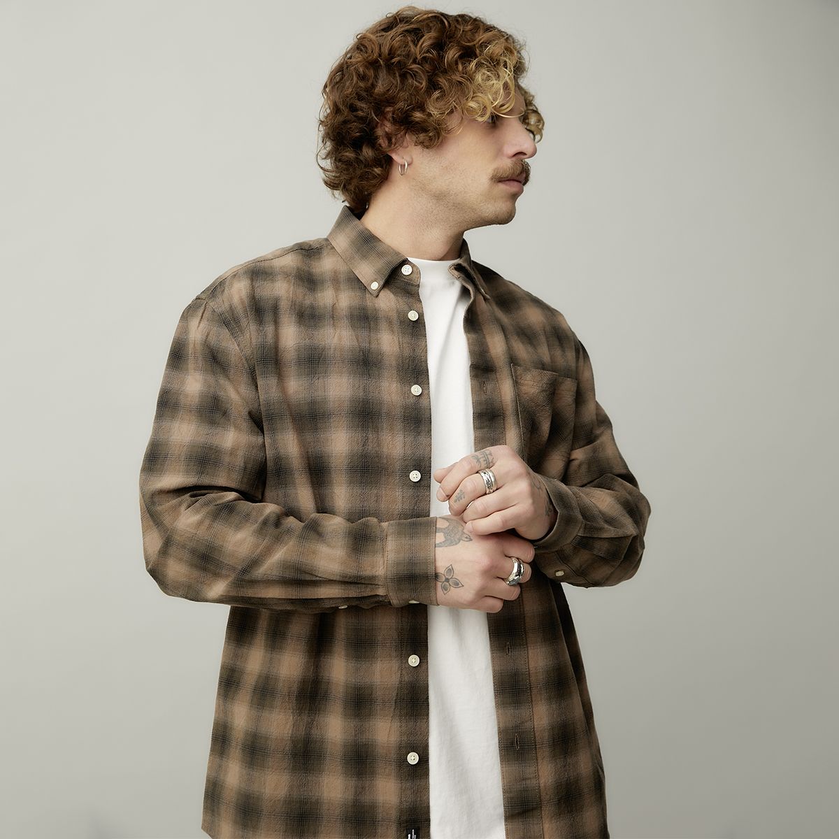 AMERICANINO - Camisa Casual Manga Larga Hombre Americanino