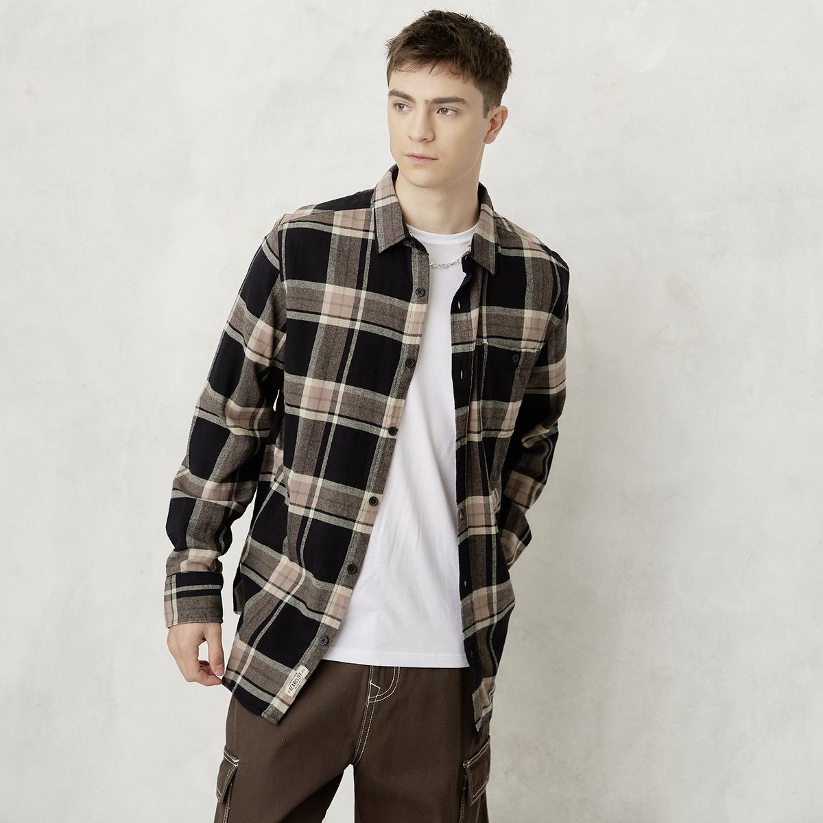 BEARCLIFF - Camisa Casual Manga Larga Hombre Bearcliff