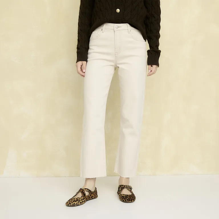 Jeans Straight Tiro Alto Mujer