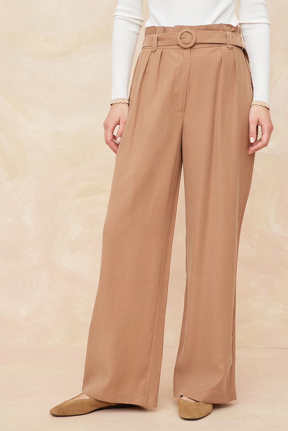 ELLE - Pantalón Palazzo Tiro Alto Mujer Elle