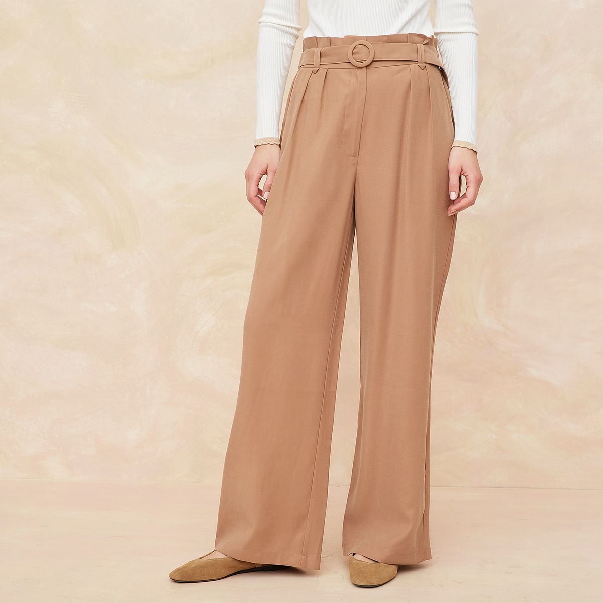 ELLE - Pantalón Palazzo Tiro Alto Mujer Elle