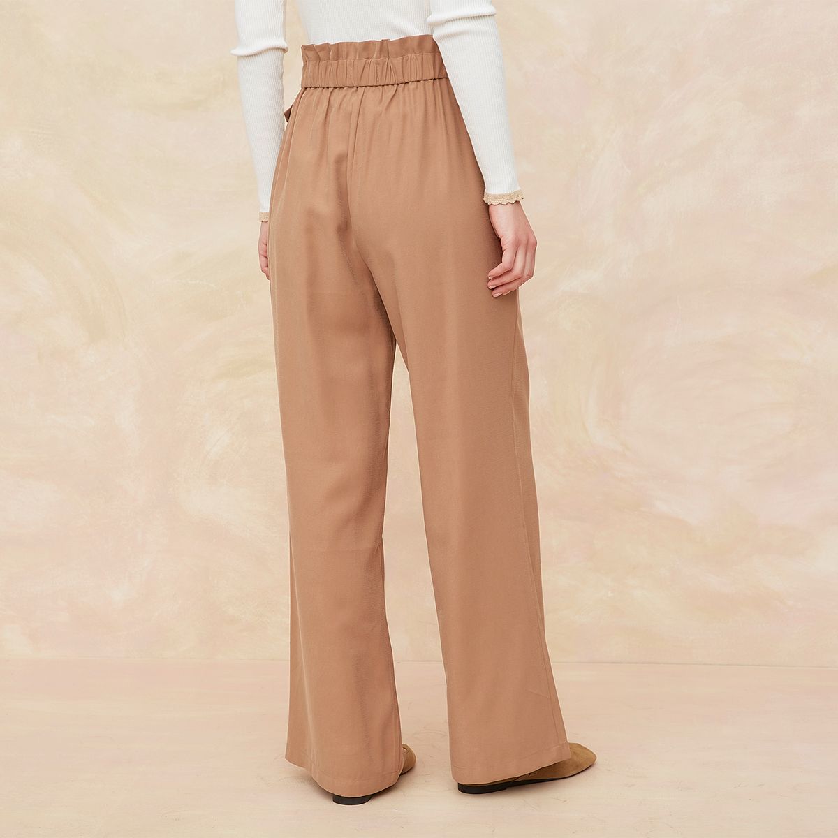 ELLE - Pantalón Palazzo Tiro Alto Mujer Elle