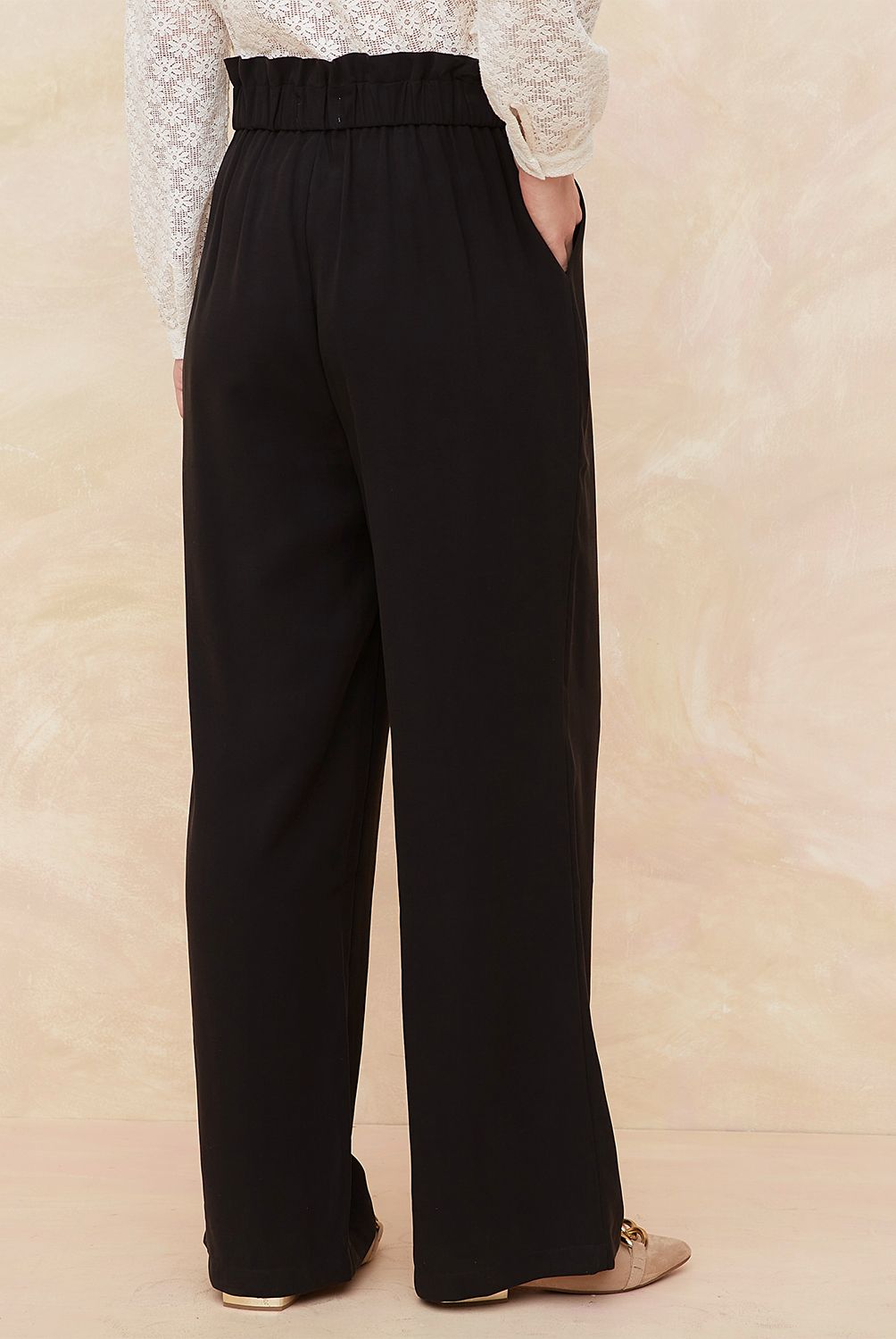 ELLE - Pantalón Palazzo Tiro Alto Mujer Elle