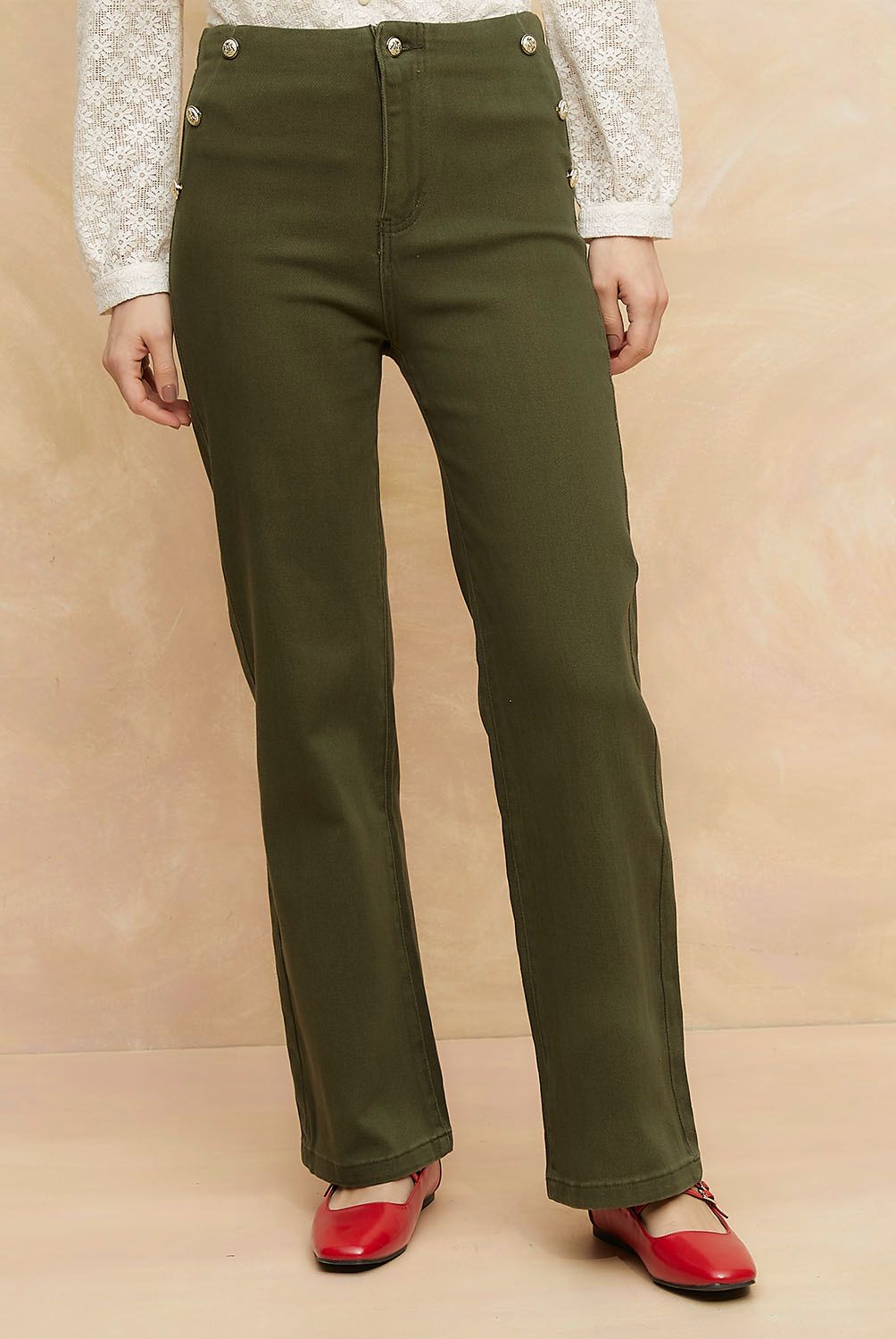 ELLE - Jeans Recto Tiro Alto Mujer Elle