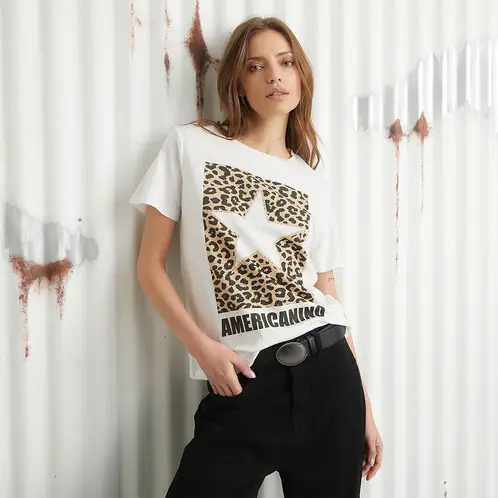 AMERICANINO - Polera Manga Corta Algodón Mujer