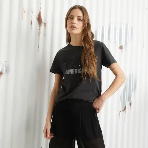 AMERICANINO - Polera Manga Corta Algodón Mujer