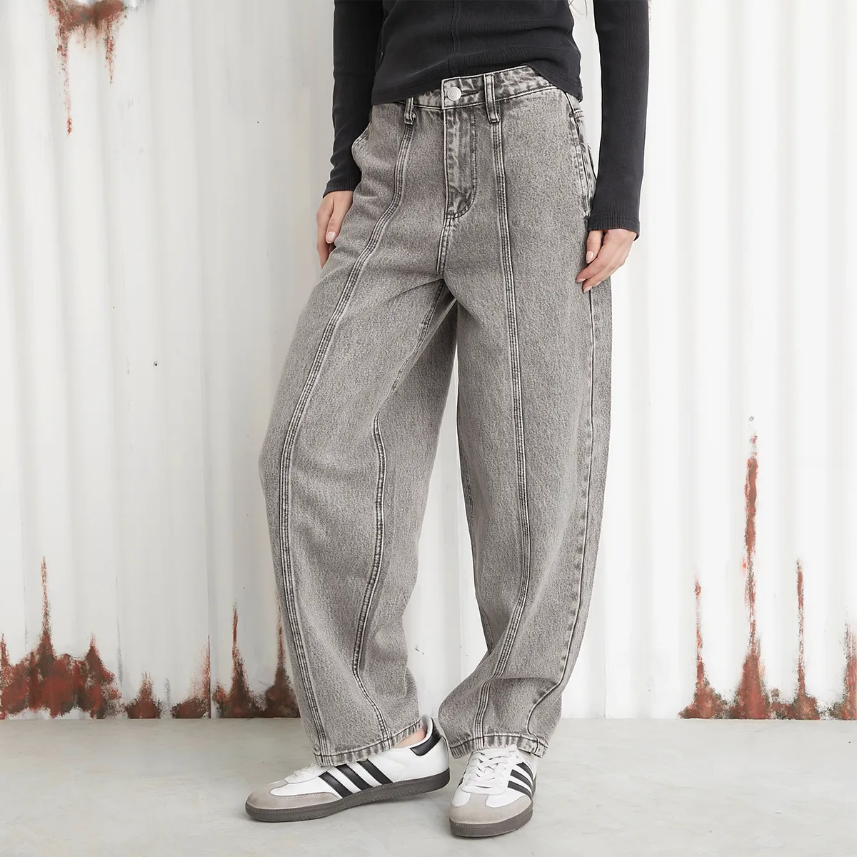 AMERICANINO - Pantalón Baggy Tiro Medio Mujer Americanino