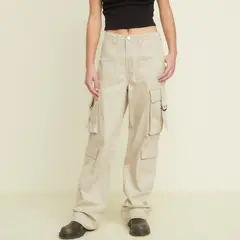 SYBILLA - Jeans Cargo Tiro Alto Mujer Algodón Straight Casual
