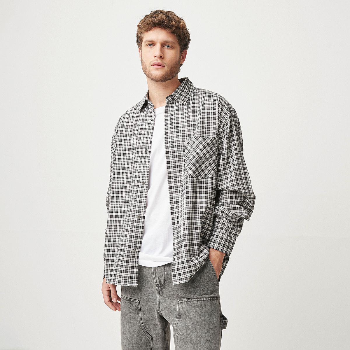 BASEMENT - Camisa Manga Larga Algodón Hombre Basement