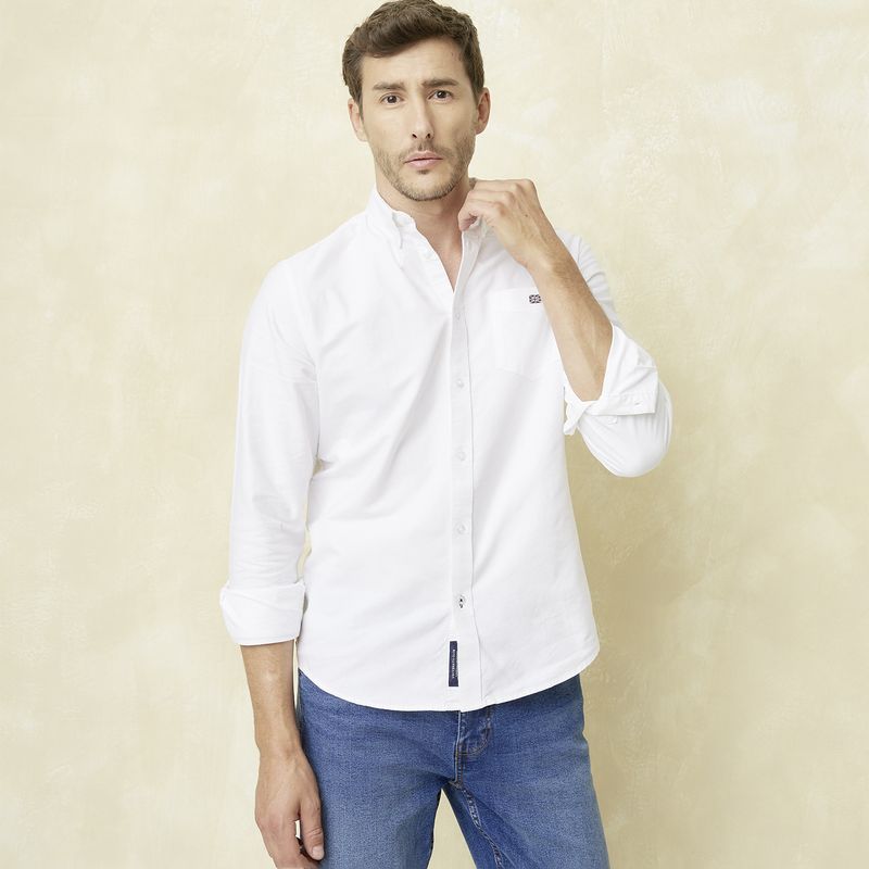 UNIVERSITY CLUB - Camisa Casual Manga Larga University Club Algodón Hombre