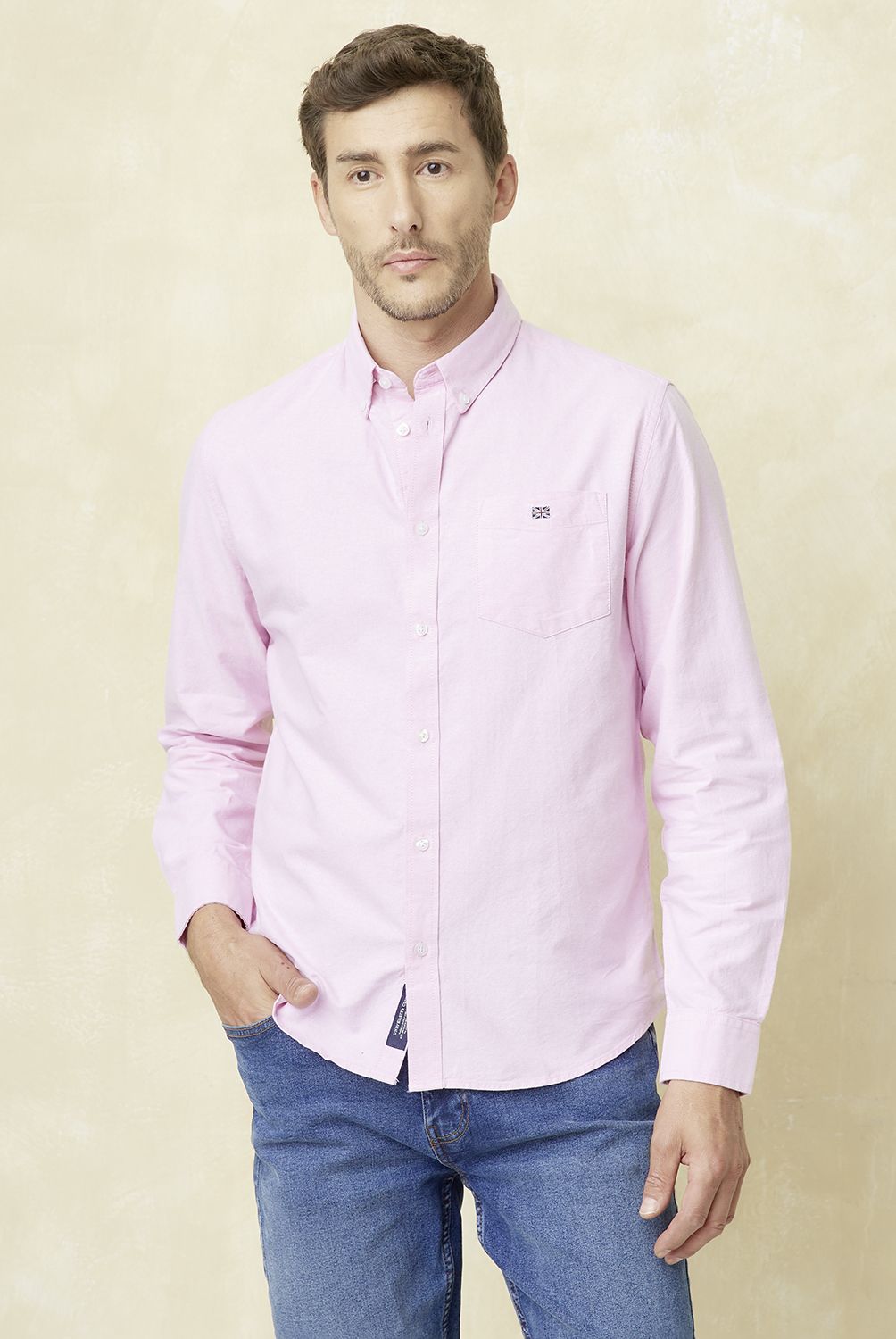 UNIVERSITY CLUB - Camisa Casual Manga Larga University Club Algodón Hombre