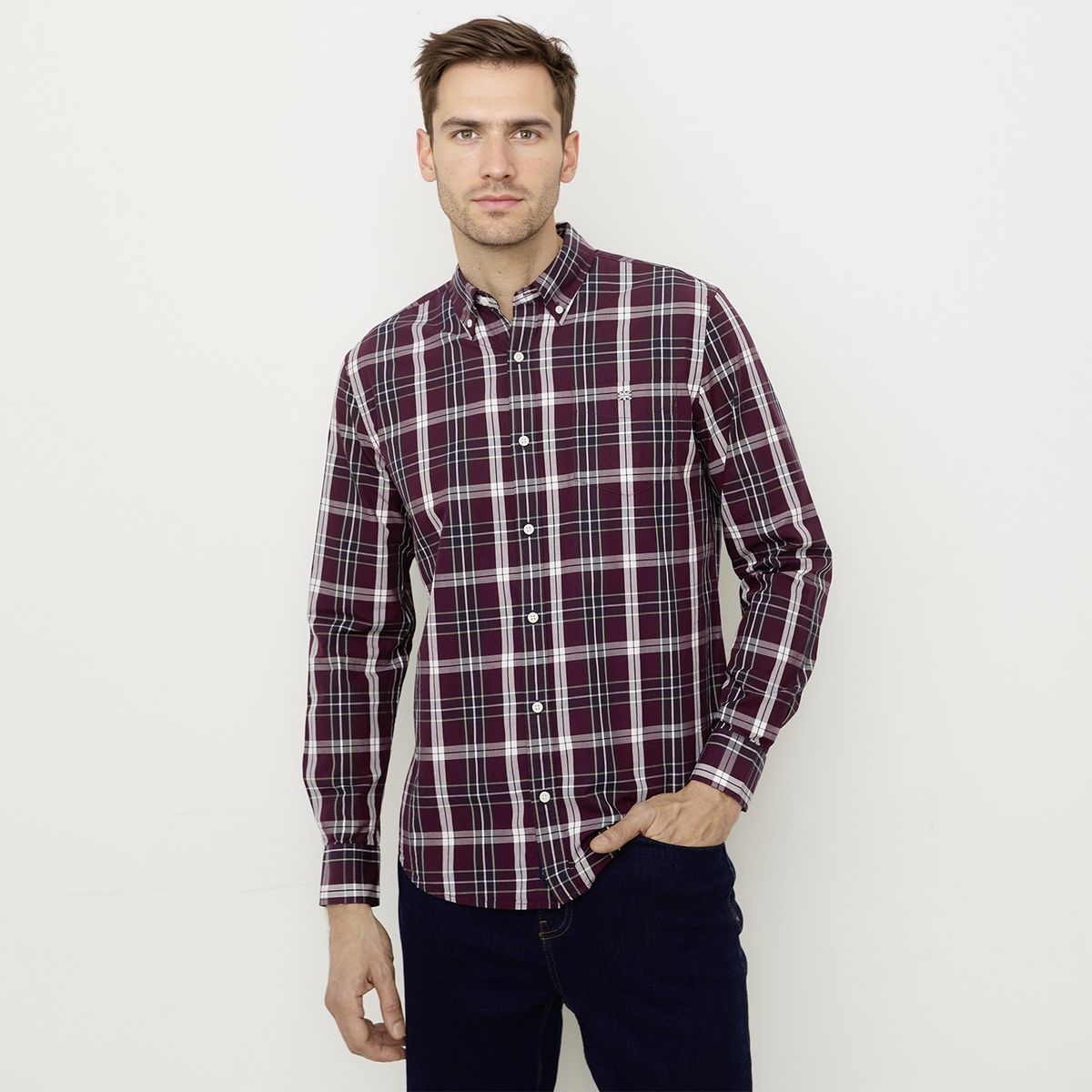 UNIVERSITY CLUB - Camisa Casual Manga Corta Algodón Hombre Univertity Club