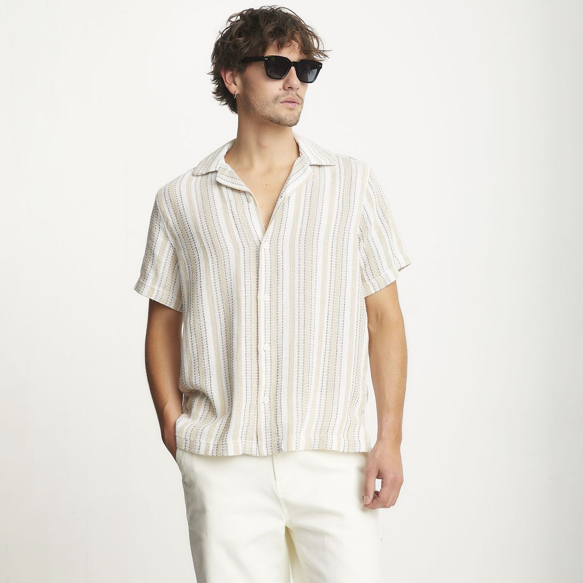 BASEMENT - Camisa Casual Manga Corta Hombre Basement