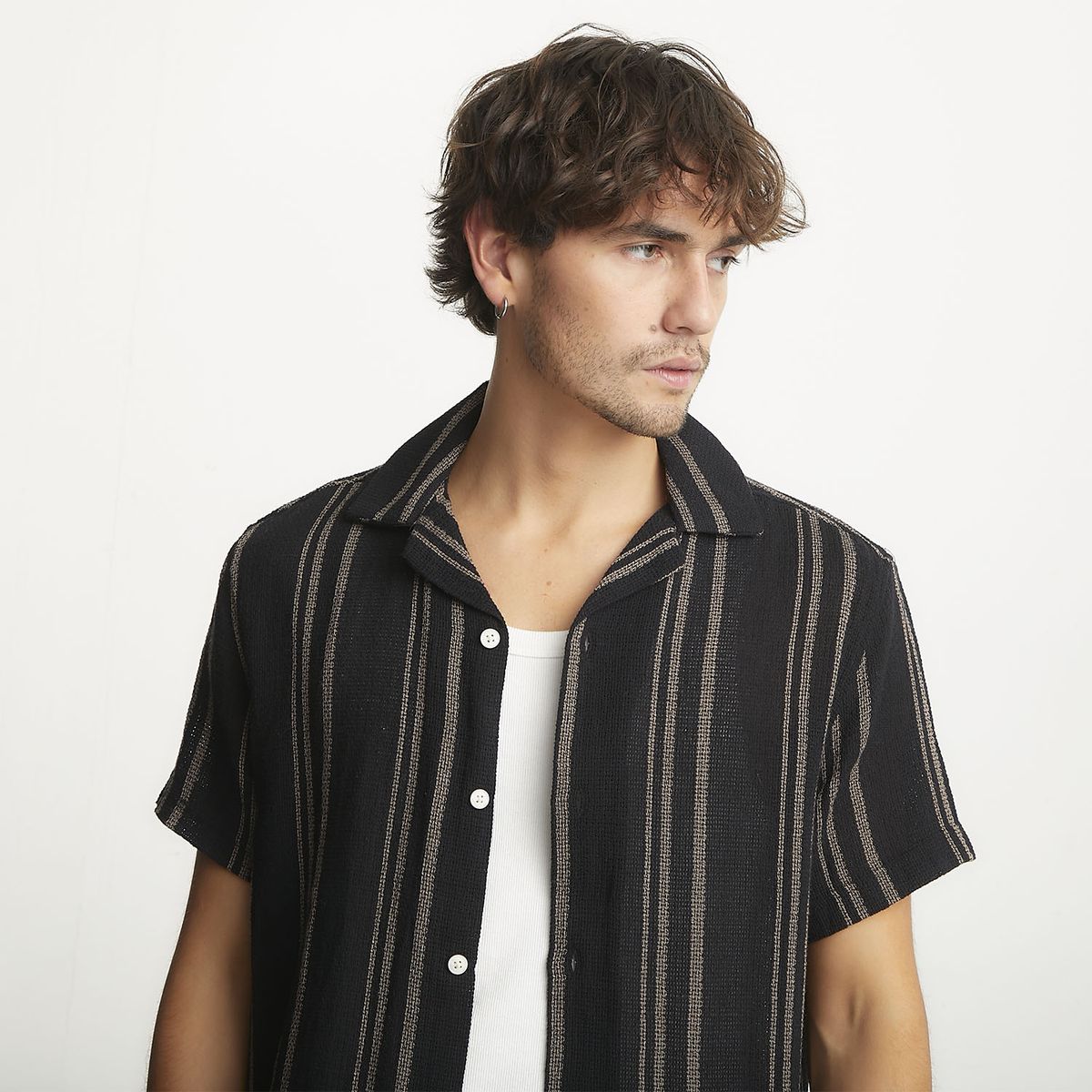 BASEMENT - Camisa Casual Manga Corta Hombre Basement