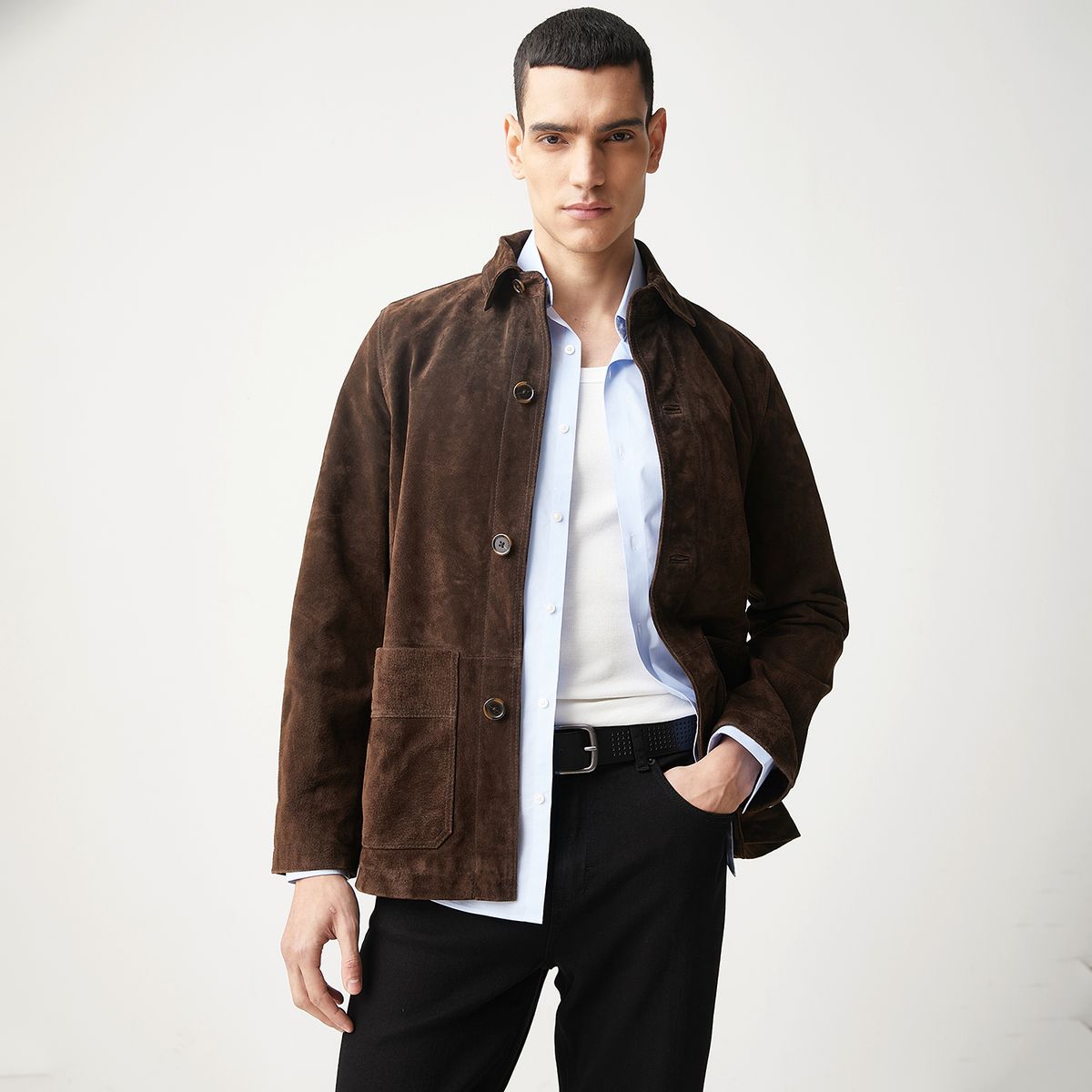 BASEMENT - Chaqueta Cuero Suede Hombre Basement
