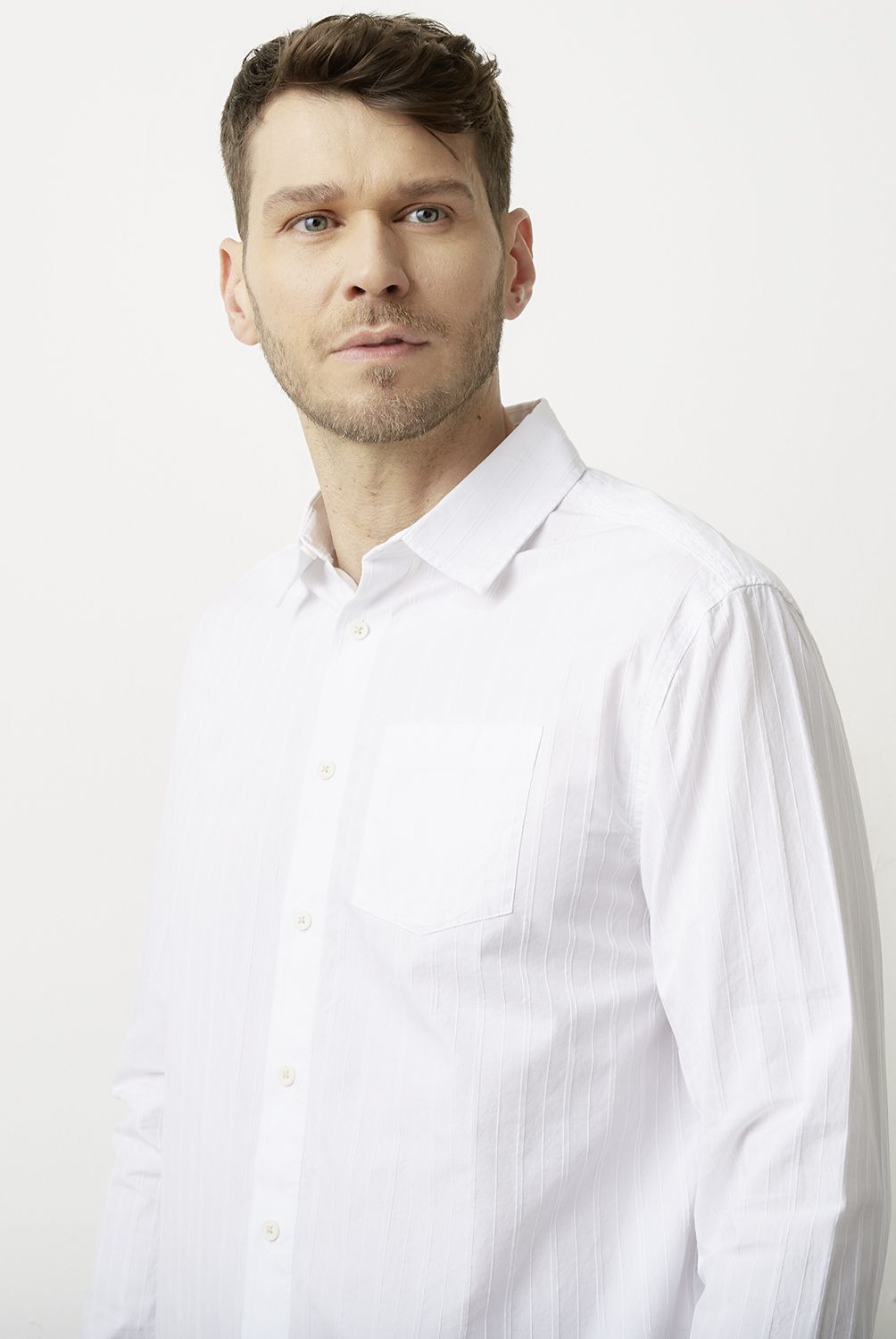 BASEMENT - Camisa Casual Manga Larga Hombre Basement