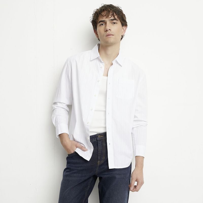 BASEMENT - Camisa Casual Manga Larga Hombre Basement
