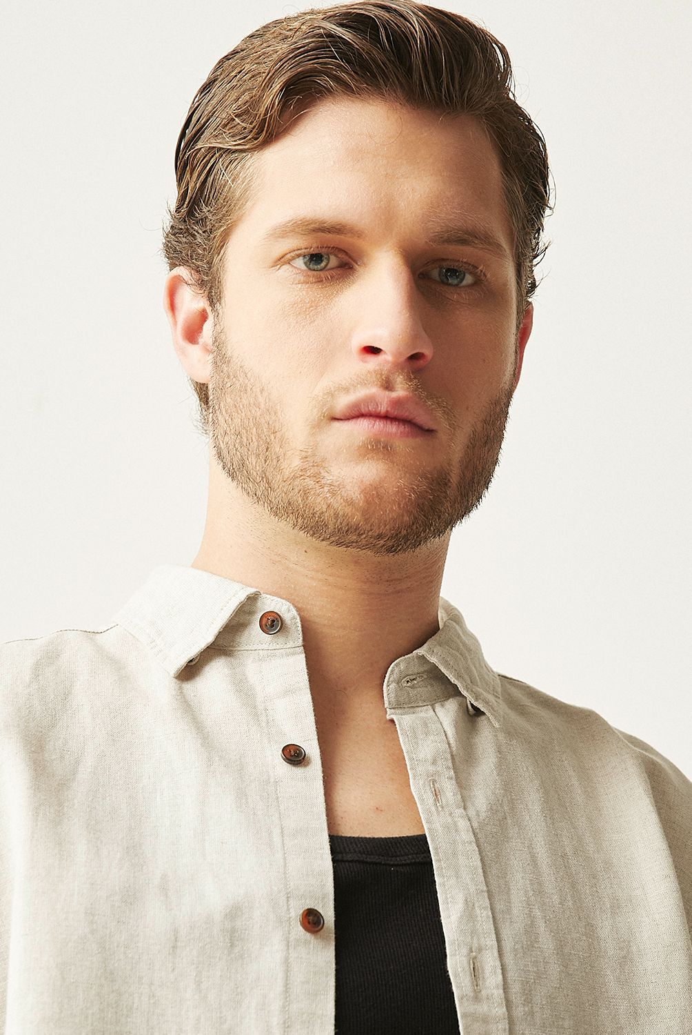BASEMENT - Camisa Manga Corta Lino Hombre Basement