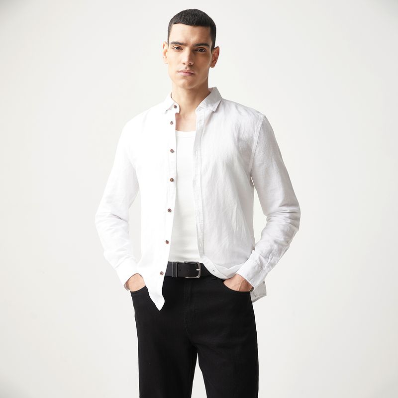BASEMENT - Camisa Manga Corta Lino Hombre Basement