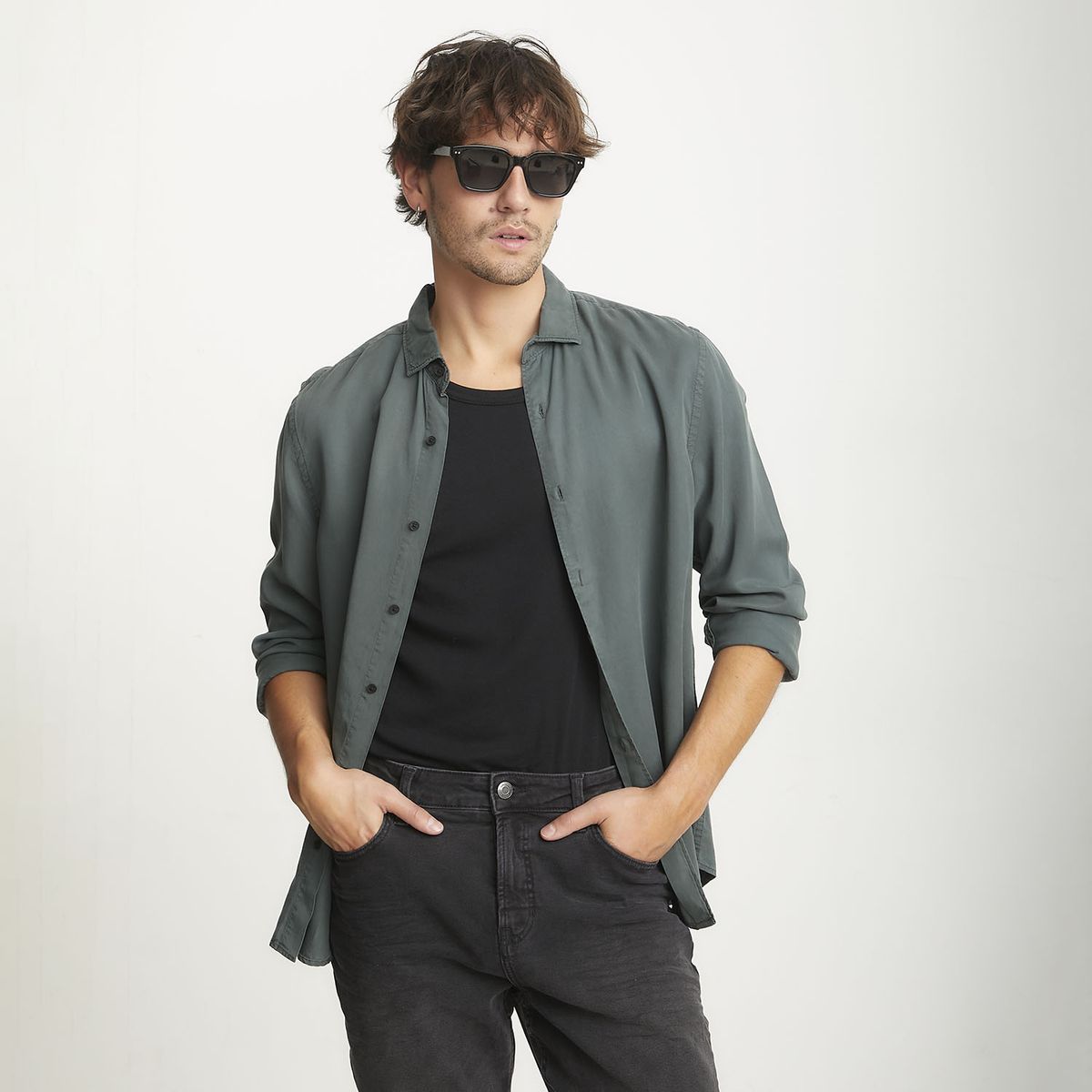 BASEMENT - Camisa Manga Larga Hombre Basement