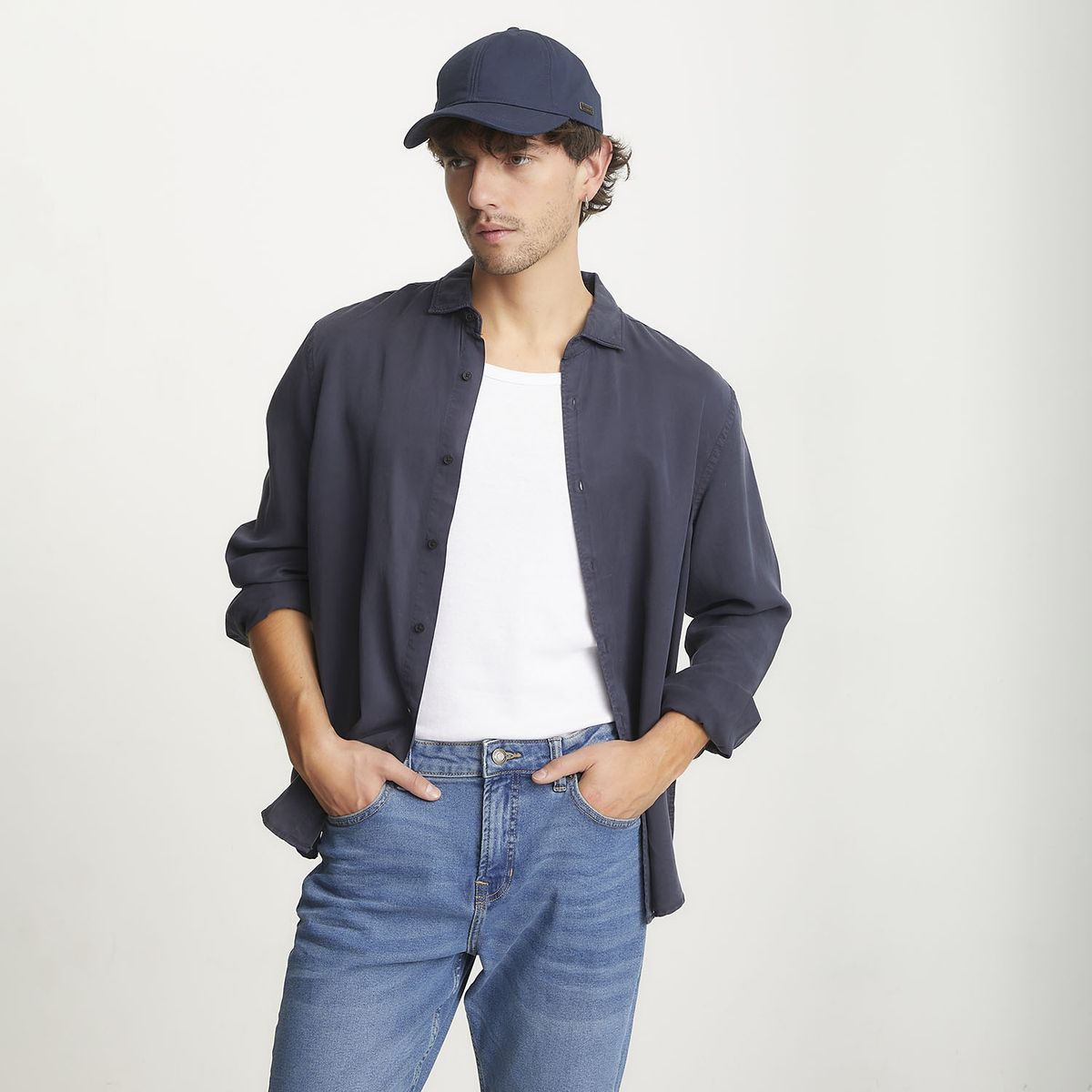 BASEMENT - Camisa Manga Larga Hombre Basement