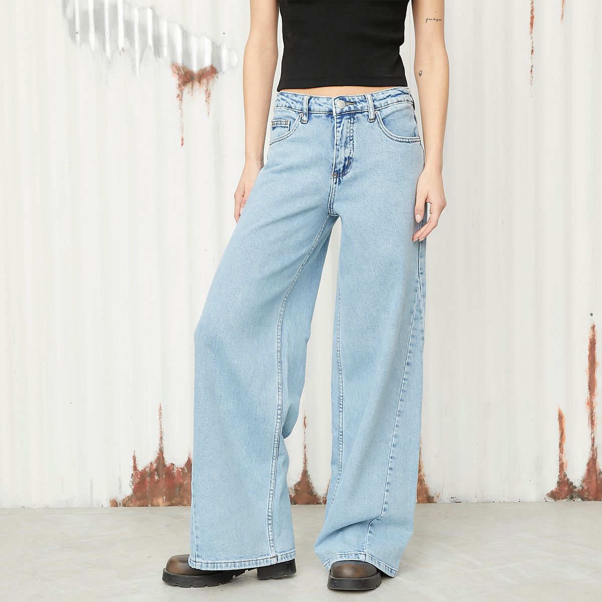 AMERICANINO - Jeans Wide Leg Tiro Alto Mujer Americanino