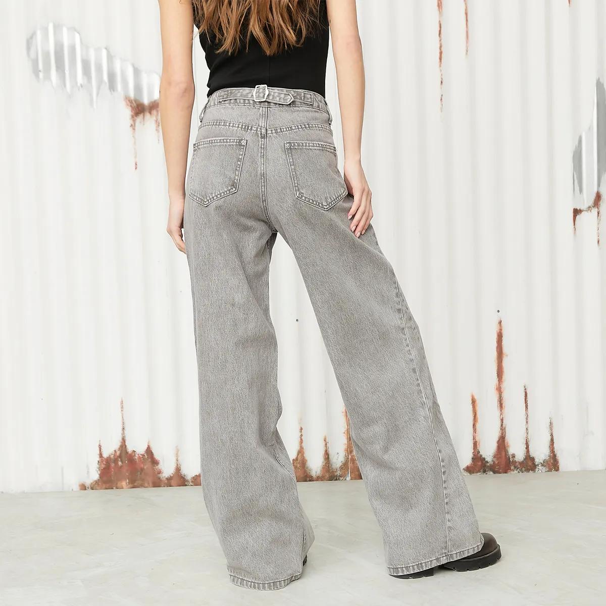 AMERICANINO - Jeans Wide Leg Tiro Alto Mujer Americanino