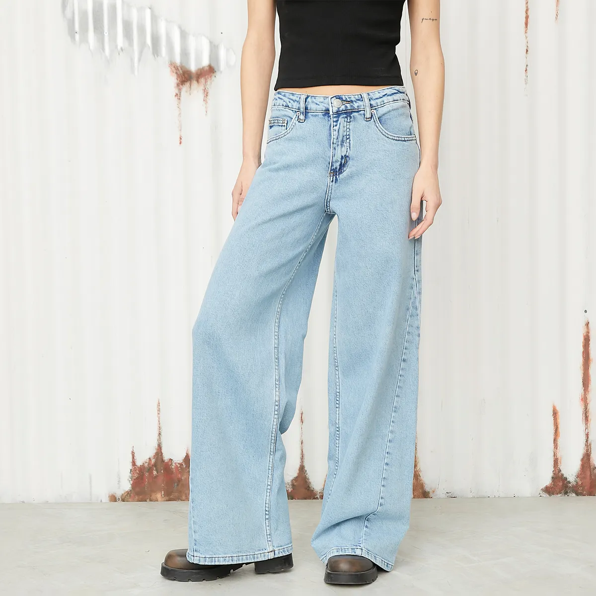 AMERICANINO - Jeans Wide Leg Tiro Alto Mujer Americanino