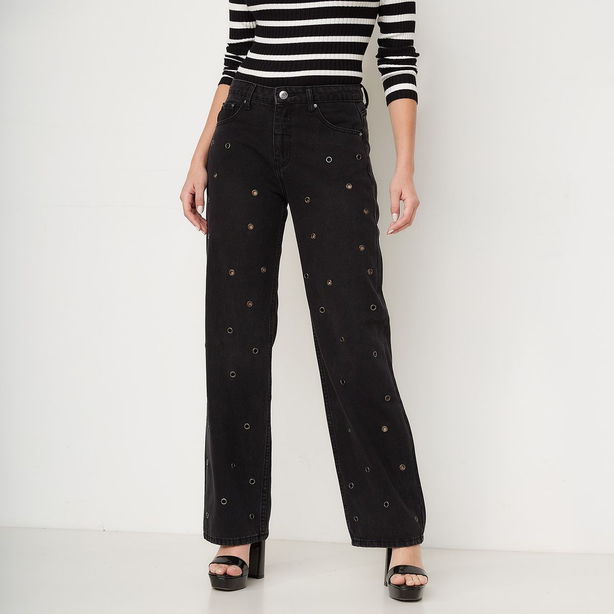 MOSSIMO - Jeans Straight Tiro Alto Mujer Mossimo