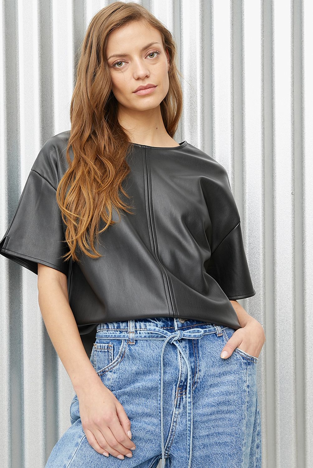 AMERICANINO - BLUSA LISA MC CV1BLA115K BLACK M