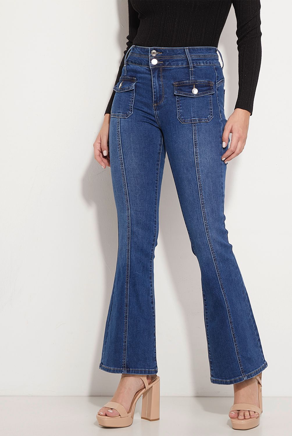 MOSSIMO - Jeans Flare Tiro Medio Mujer Mossimo