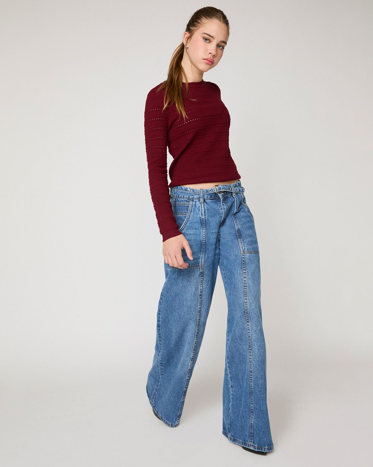 MOSSIMO Jeans Wide Leg Tiro Medio Mujer Mossimo