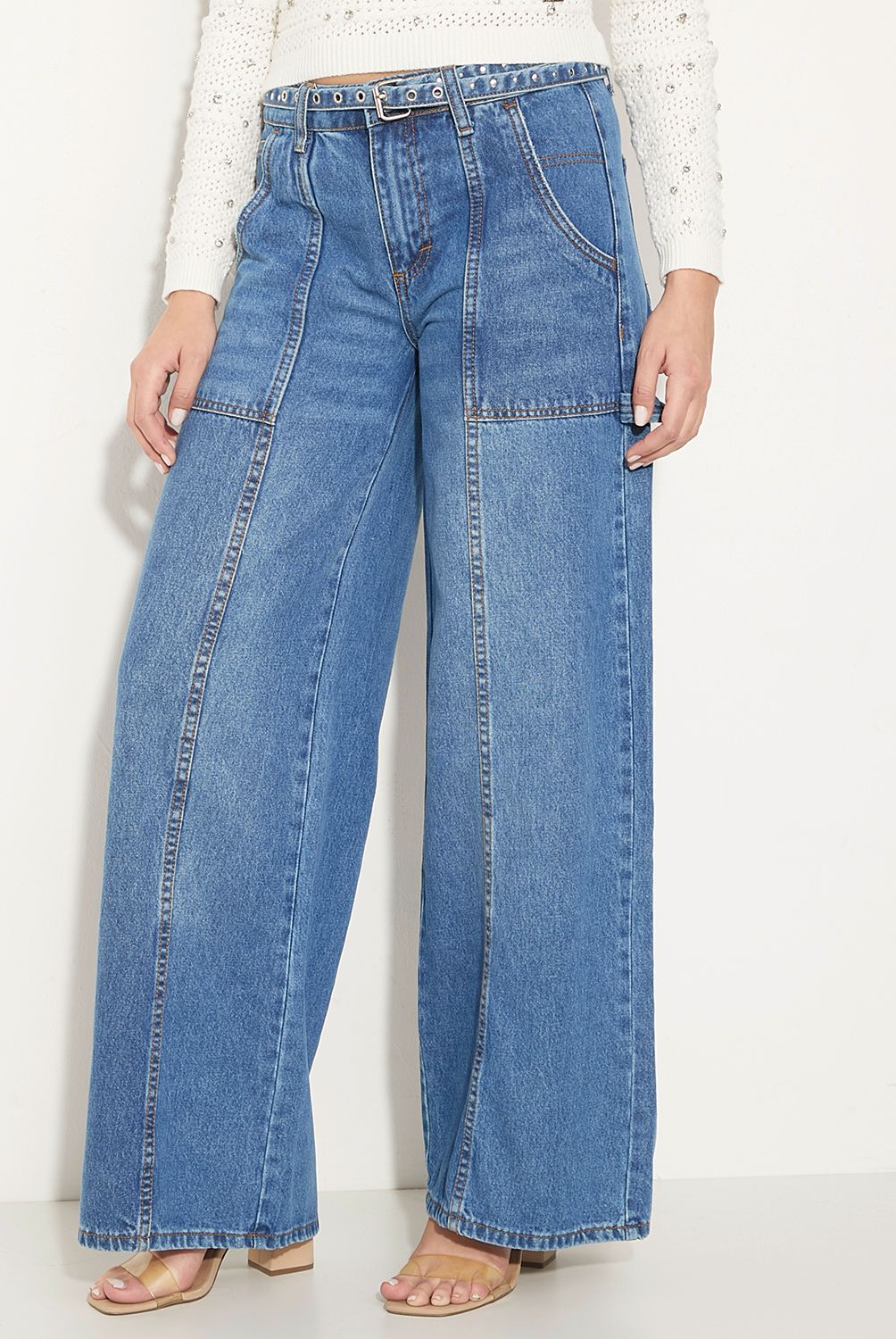 MOSSIMO - Jeans Wide Leg Tiro Medio Mujer Mossimo