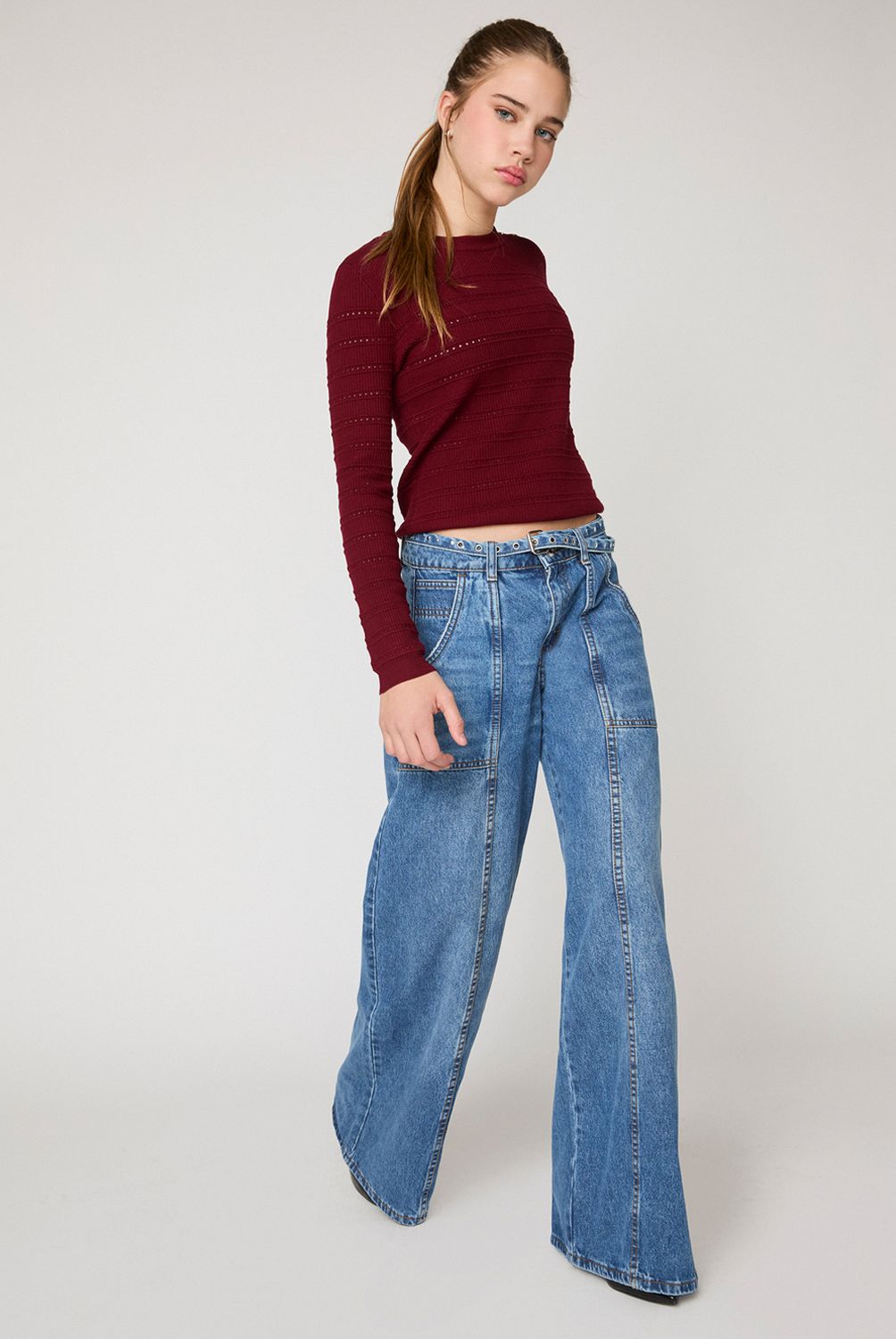 MOSSIMO - Jeans Wide Leg Tiro Medio Mujer Mossimo